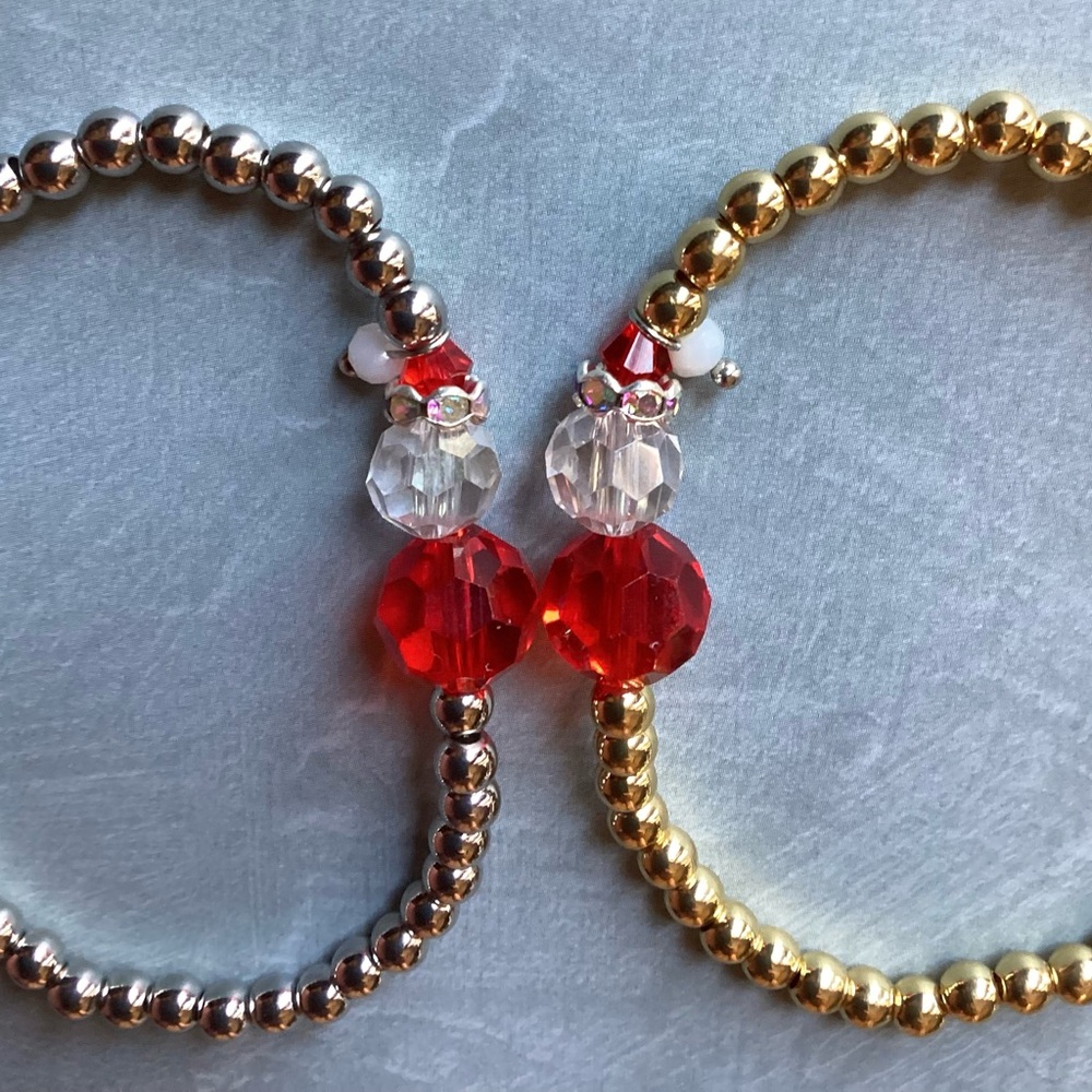 14kt Gold or Silver Santa Bead Bracelet